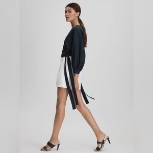 Reiss Immy Navy Cropped Blouse NWT